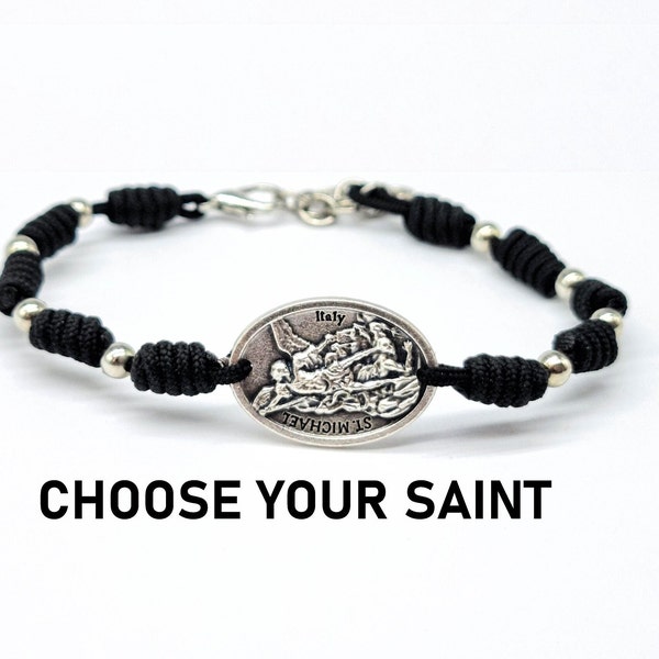 Catholic Bracelet Rosary With Saint Michael Medal, Adjustable Bracelet, Catholic Jewelry, Catholic Protection