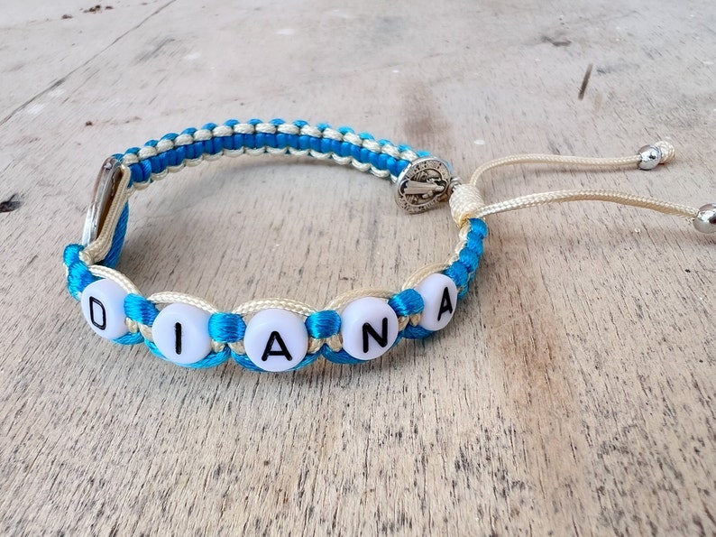 Armband för skyddsängelnamn, färgglatt handgjort justerbart unisexarmband, katolska religiösa smycken bild 2