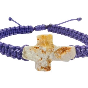 Katholisches Kreuz Anhänger Armband, Religiöses Geschenk, Handgefertigter Stein Naturstein, Einzigartige Geschenke, Medjugorje Erscheinung Hügel