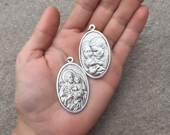 St. Joseph Heilige Familie zilverkleurige katholieke medaille (1,77")