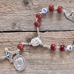 Rosario de la Sagrada Familia, Coronilla con iniciales, Rosario personalizado, Pequeño Rosario con nombre, Regalo para el Padre, Regalo de Hijo a Papá