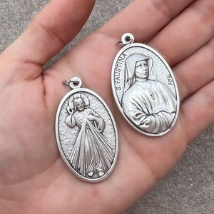 CATHOLIC MEDALS WHOLESALE 1 5 10 25 St Saint Faustina Divine Mercy Jesus I Trust In You Medal, Catholic Medals Lot, Catholic Jewelry Bulk