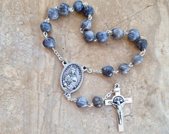 St Dymphna Chaplet Job Tears Seeds, Saint Dymphna Rosary, Handmade Catholic Gift, Pocket Rosary, Car Rosary, Gift For Catholic Men Women