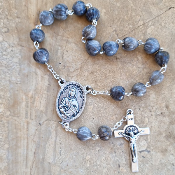 St Dymphna Chaplet Job Tears Seeds, Saint Dymphna Rosary, Handmade Catholic Gift, Pocket Rosary, Car Rosary, Gift For Catholic Men Women