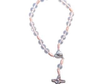 Mini chapelet personnalisable fait main, perles de prière chrétiennes, cadeau religieux
