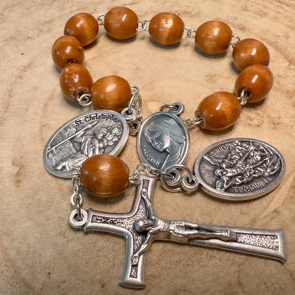 CHOOSE TWO SAINTS, Mini Rosary, Catholic Small Gifts, Pocket Gifts, Small Rosary, Wooden Rosary, One Decade Rosary, St Michael Christopher