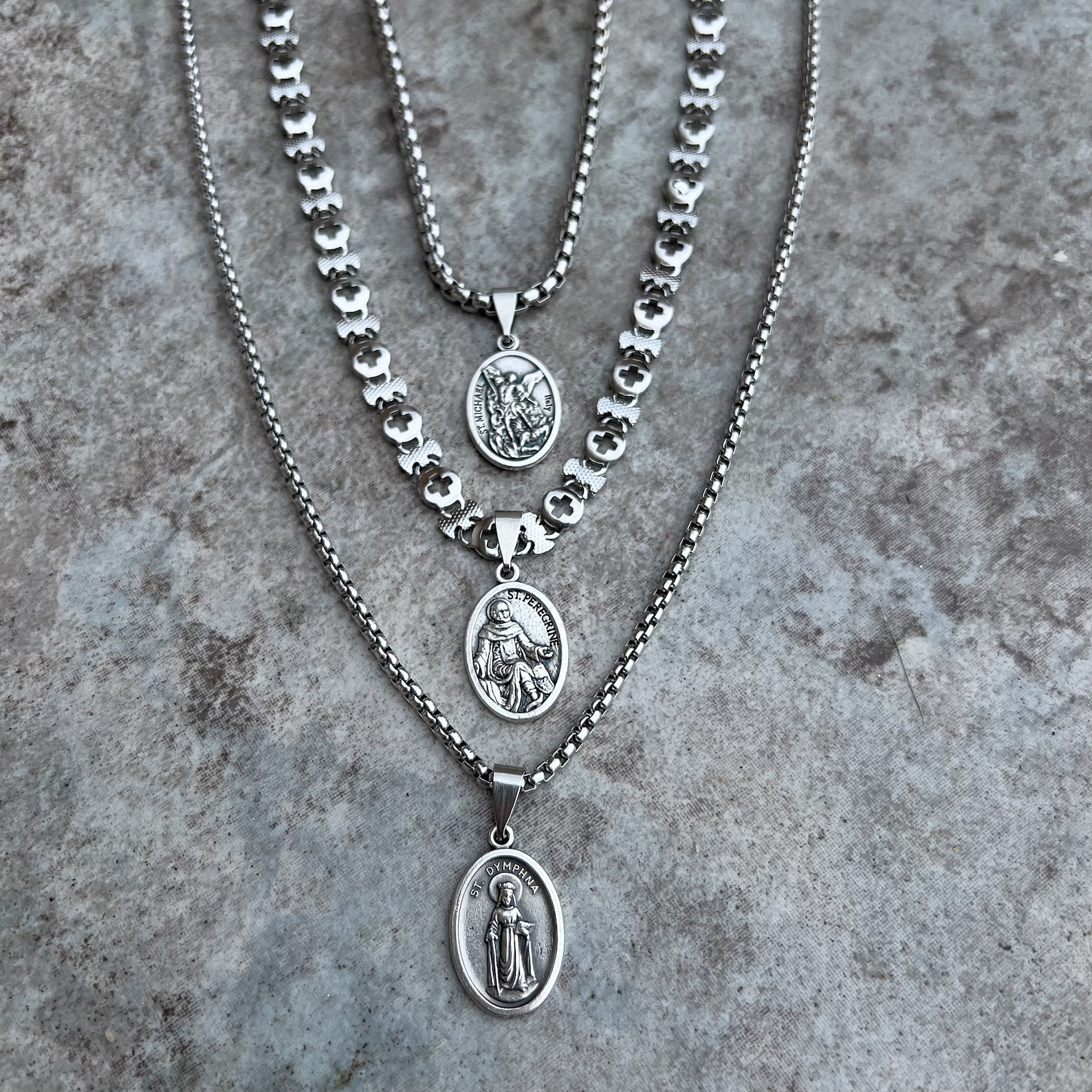 Catholic Saint Medal Necklace, Stainless Steel Chain, Religious Jewelry ...