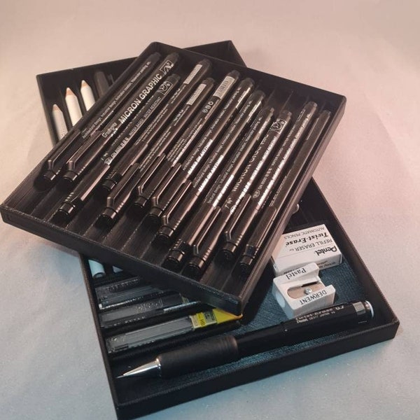 Art Supplies Storage Tray - Optional 2nd Tier for Pencils & Pens