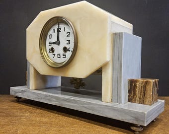 Antique marble Art Deco mantle clock (working) 1920s clock