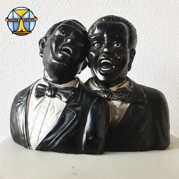 Ceramic figurine of 2 jazz singers / blackamore figurine / moor