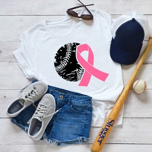 Distressed Baseball Breast Cancer Awareness Ribbon SVG Digital Cut File ...