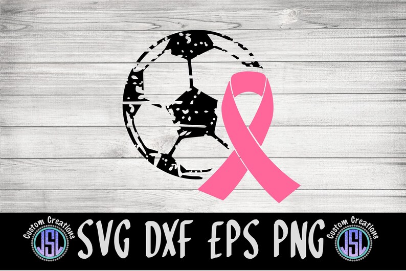 Distressed Soccer Breast Cancer Awareness Ribbon SVG Digital Cut File