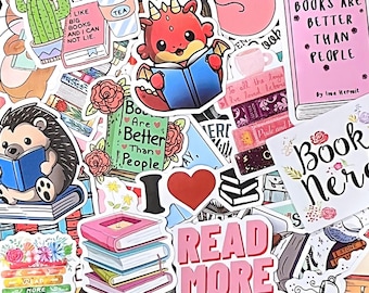 Book Stickers, Bookish Sticker Pack for Readers, Assorted Reading Stickers, Bookish Gifts, Bulk Sticker Sheets, Bookish Laptop Decals