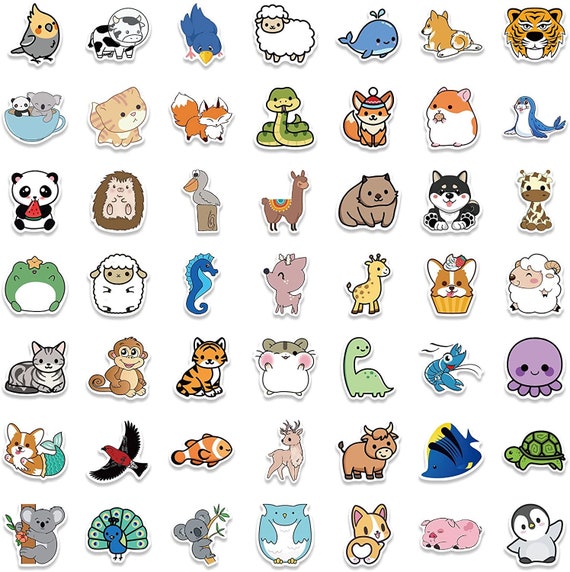 Cartoon Animal Sticker Packs, Qty 5-100, Cute Stickers for Animal Lovers ,  Kawaii Animals, Assorted Waterbottle Sticker Packs -  Israel