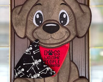 Dog Decoration| Wall/Door Hanging | Interchangeable bandana | Seasonal Dog Wall Hanging