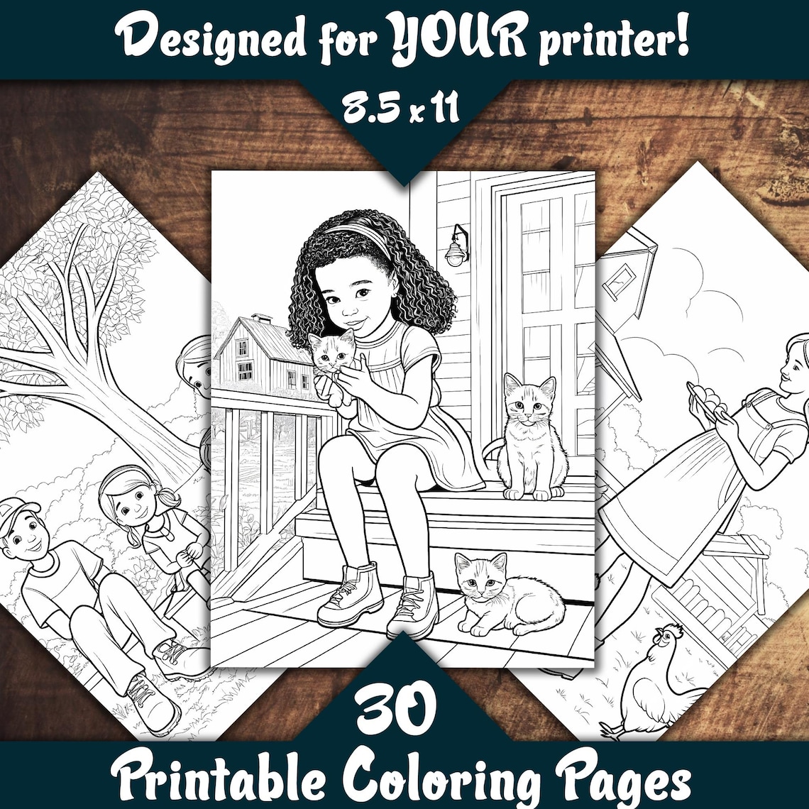 Farm Animals Coloring Book for Kids – 30 Printable Farm Life Pages ...