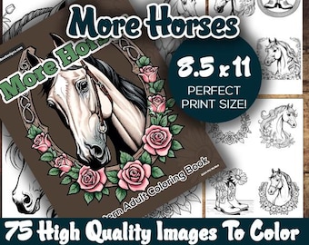 Western Horses Coloring Book: 75 Images, Adult Relaxation (PDF Pattern)