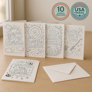 Cartes de compliments à colorier vous-même | Téléchargement instantané | 5 modèles imprimables | Des cartes de voeux inspirantes pour toutes les occasions