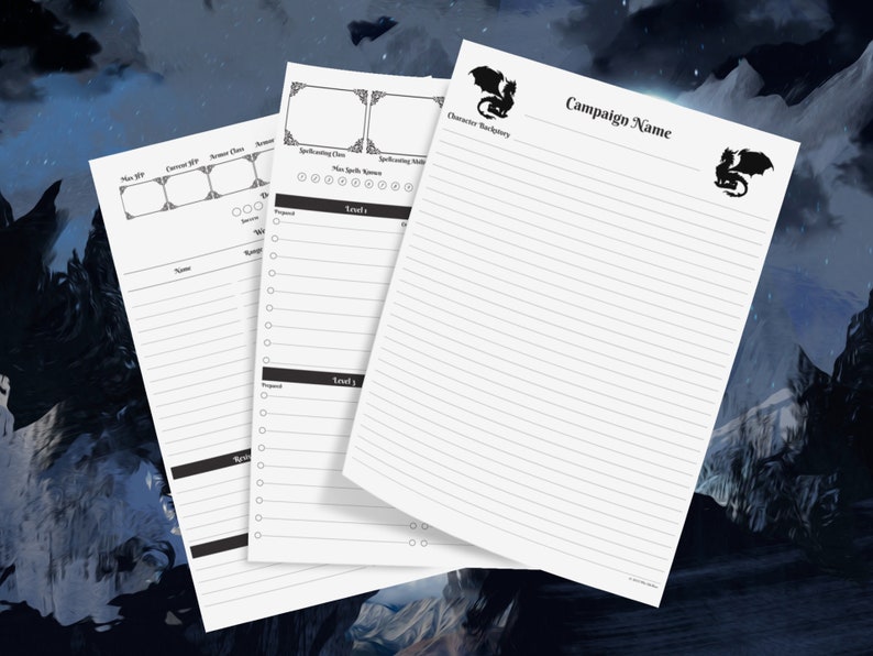 D&amp;D 5e Character Sheets Printable AND Fillable Infinite Journeys - Etsy
