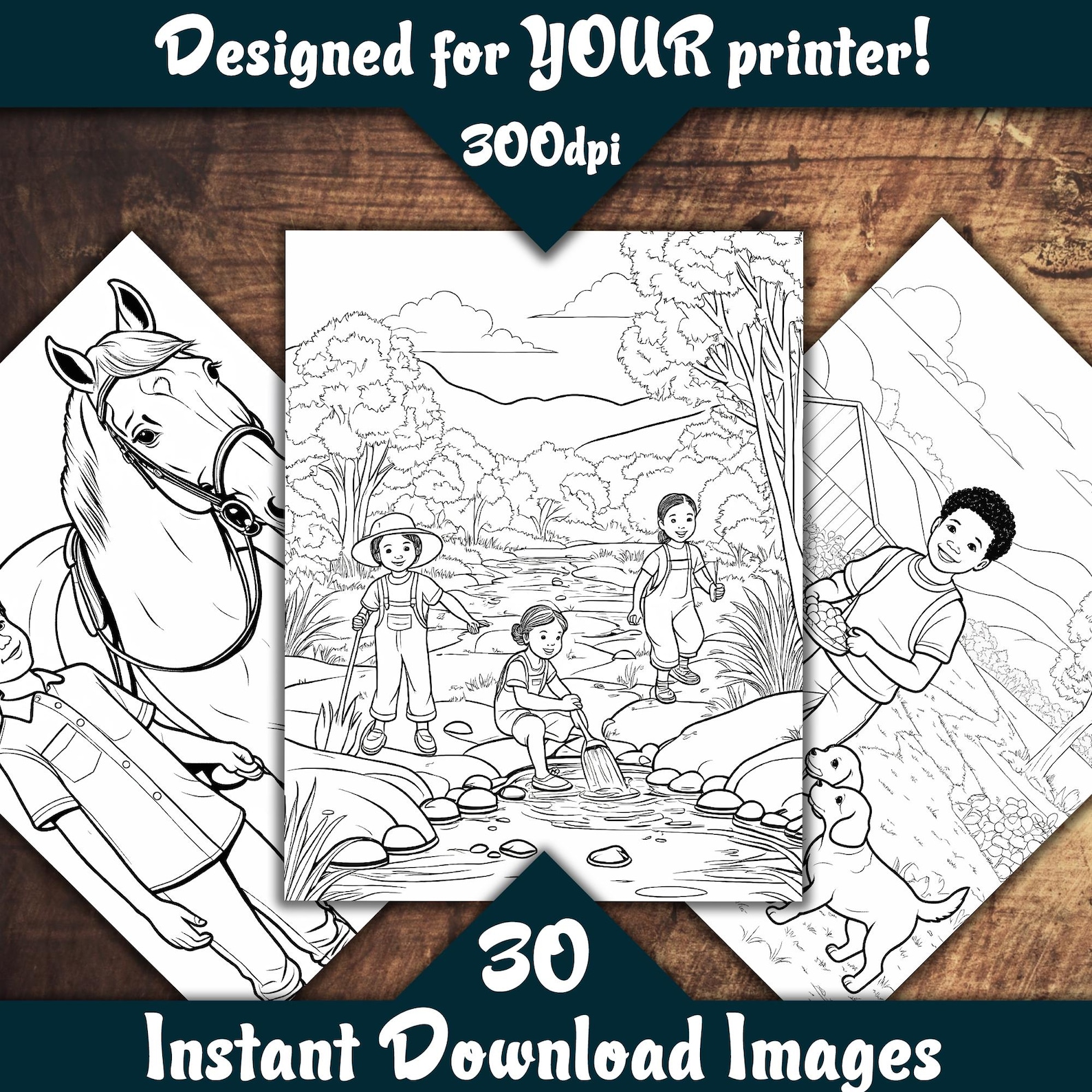 Farm Animals Coloring Book for Kids – 30 Printable Farm Life Pages ...