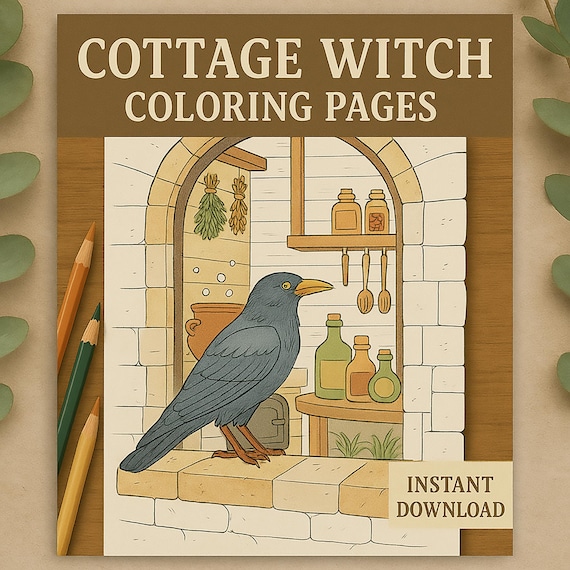 Cottage Witch Coloring Book: 30 Magical Pages for Adults (PDF)