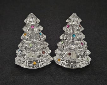 Lenox Lead Crystal Jeweled Christmas Tree Salt and Pepper Shakers