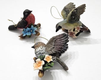 Vintage Lot of 3 Spring Bird Ornaments Figurines Resin