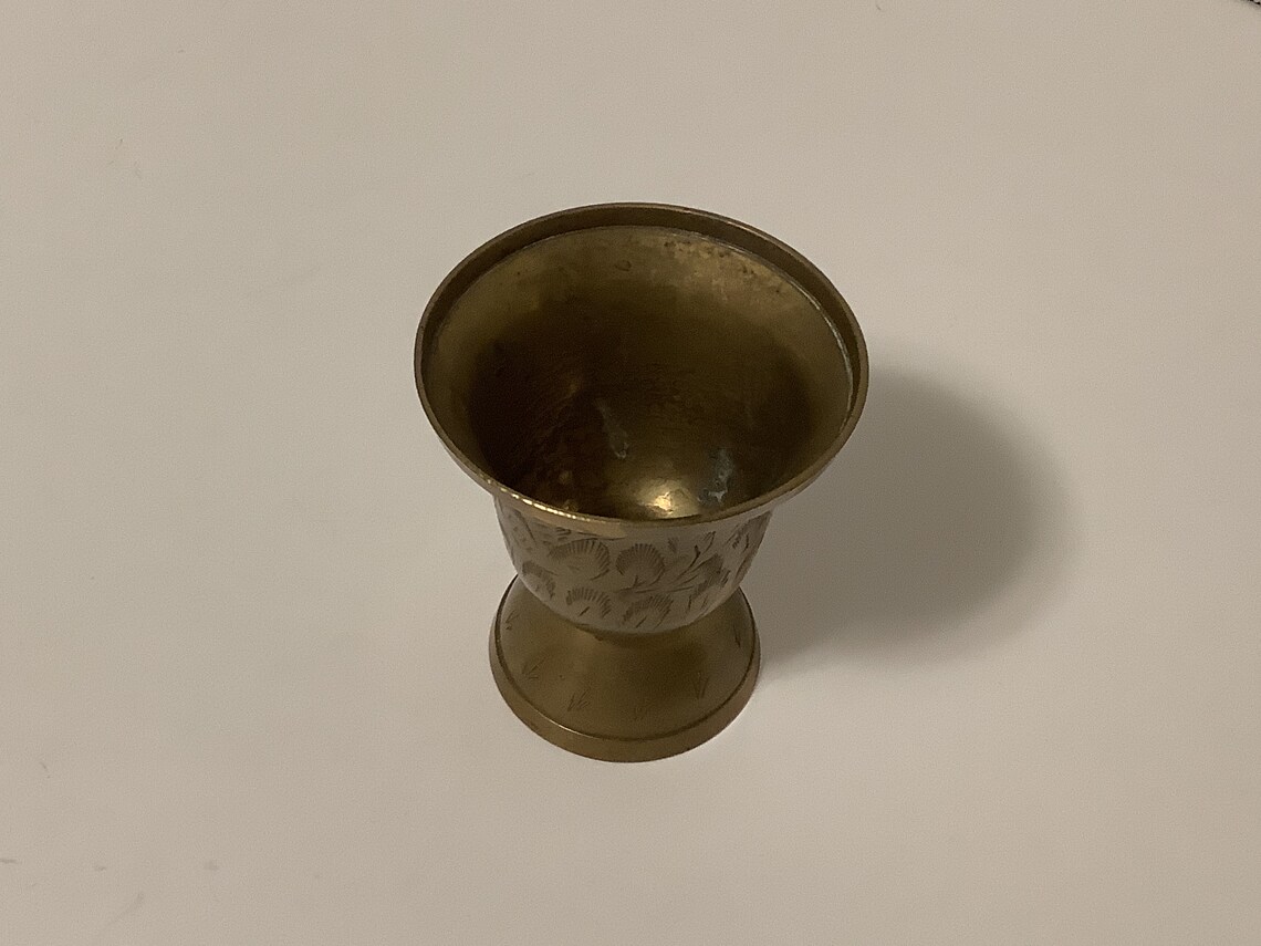 Vintage Etched Bronze Decorative Cup Etsy