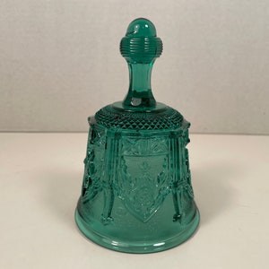 Vintage Fenton Bell, Vintage Fenton Sable Arch Pattern Bell, Vintage Fenton Art Glass Bell, Teal Glass, Vintage Dinner Bell, Glass Bell