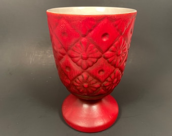 Vintage Haeger Pottery Red Quilt Pattern Footed Vase Planter, Vintage Haeger USA,Vintage Royal Haeger, Made is USA,MCM Haeger Pottery