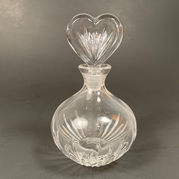 Vintage Waterford Crystal Perfume Bottle with Heart Stopper, Vintage Marquis By Waterford Crystal Perfume Bottle, Waterford Perfume Bottle