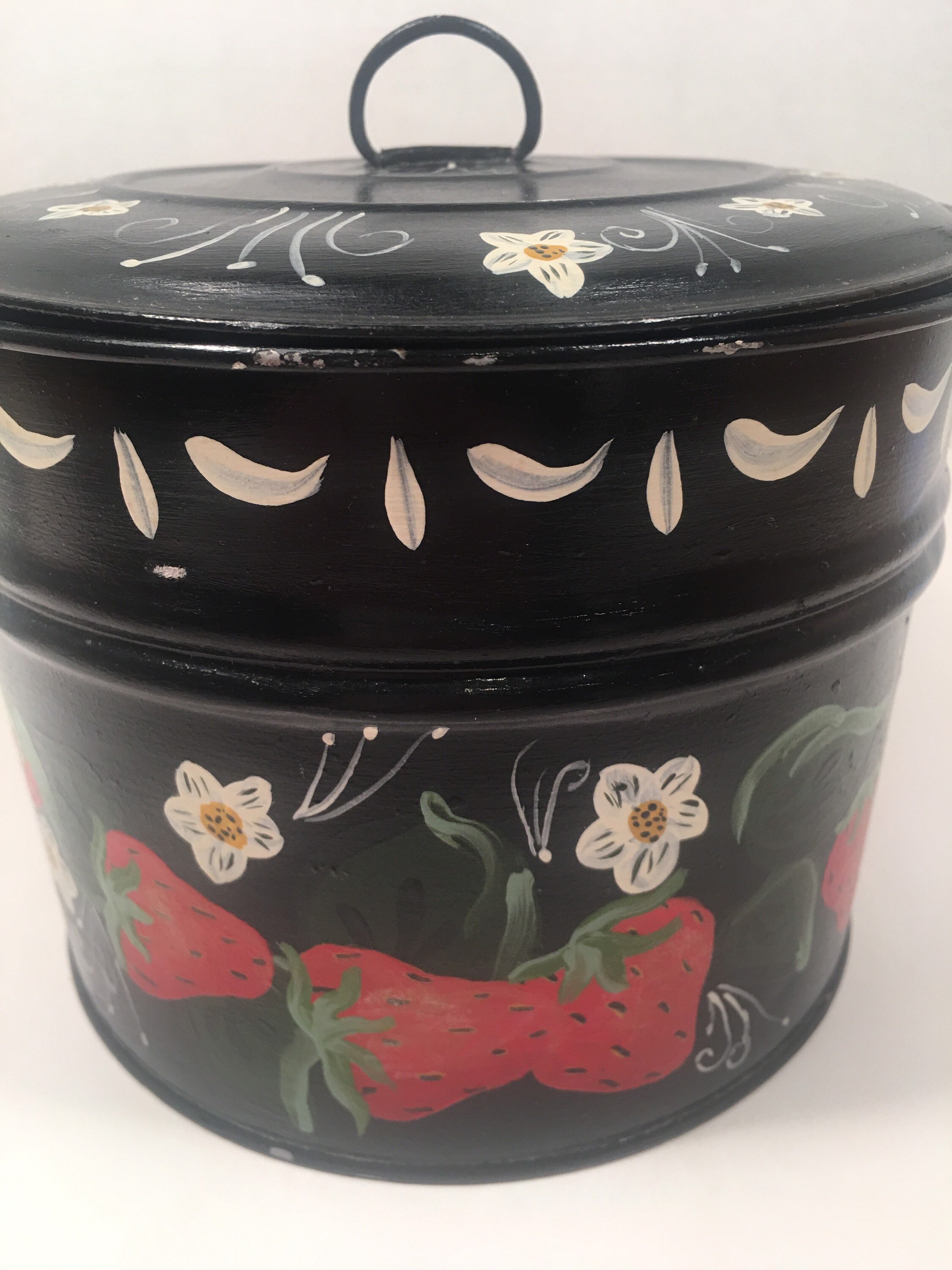 Vintage Handpainted Tole Toleware Tin Berry Bucket Lunch Etsy
