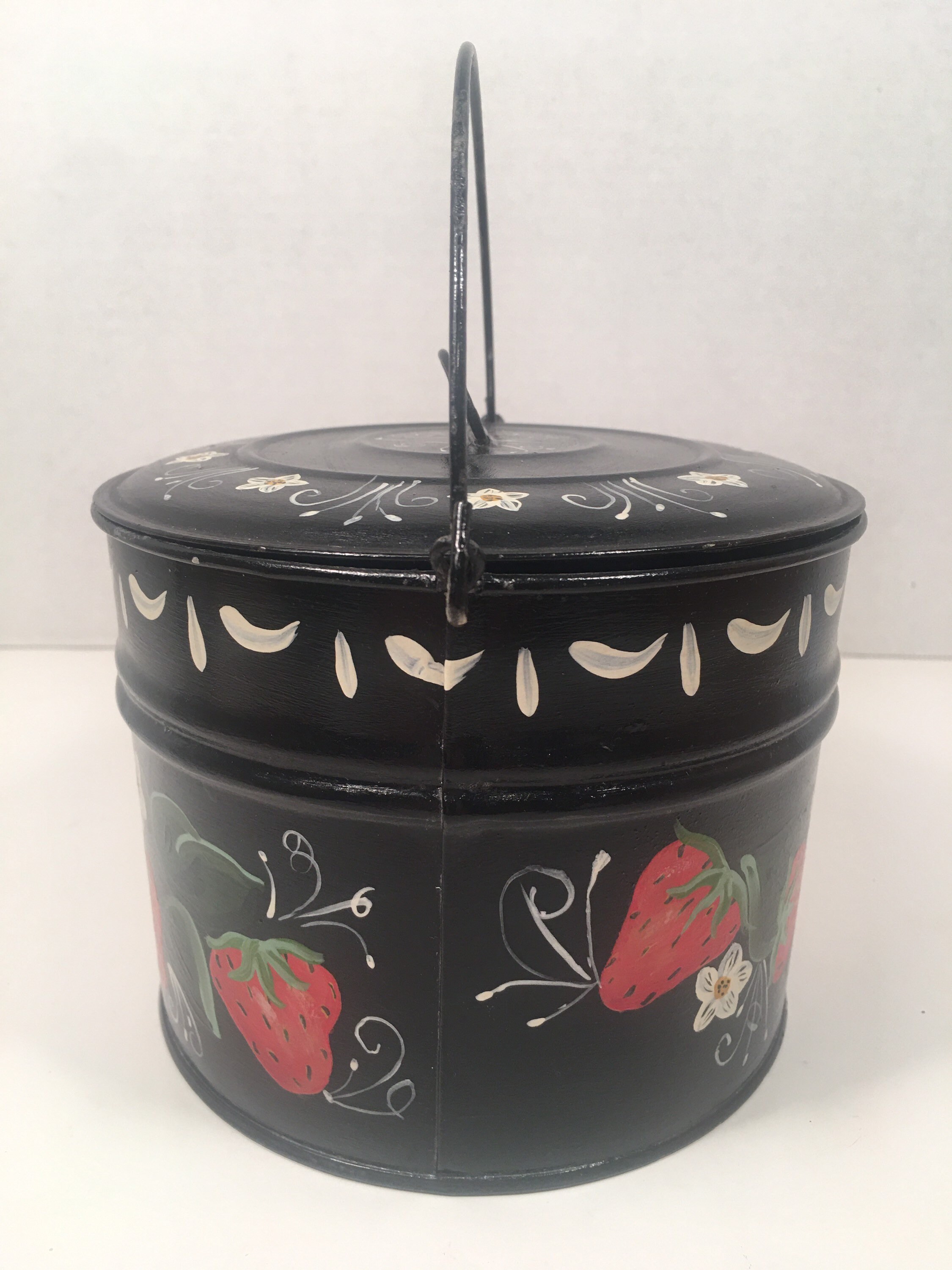 Vintage Handpainted Tole Toleware Tin Berry Bucket Lunch Etsy