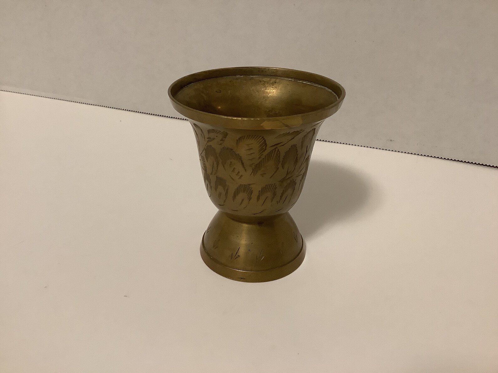 Vintage Etched Bronze Decorative Cup Etsy