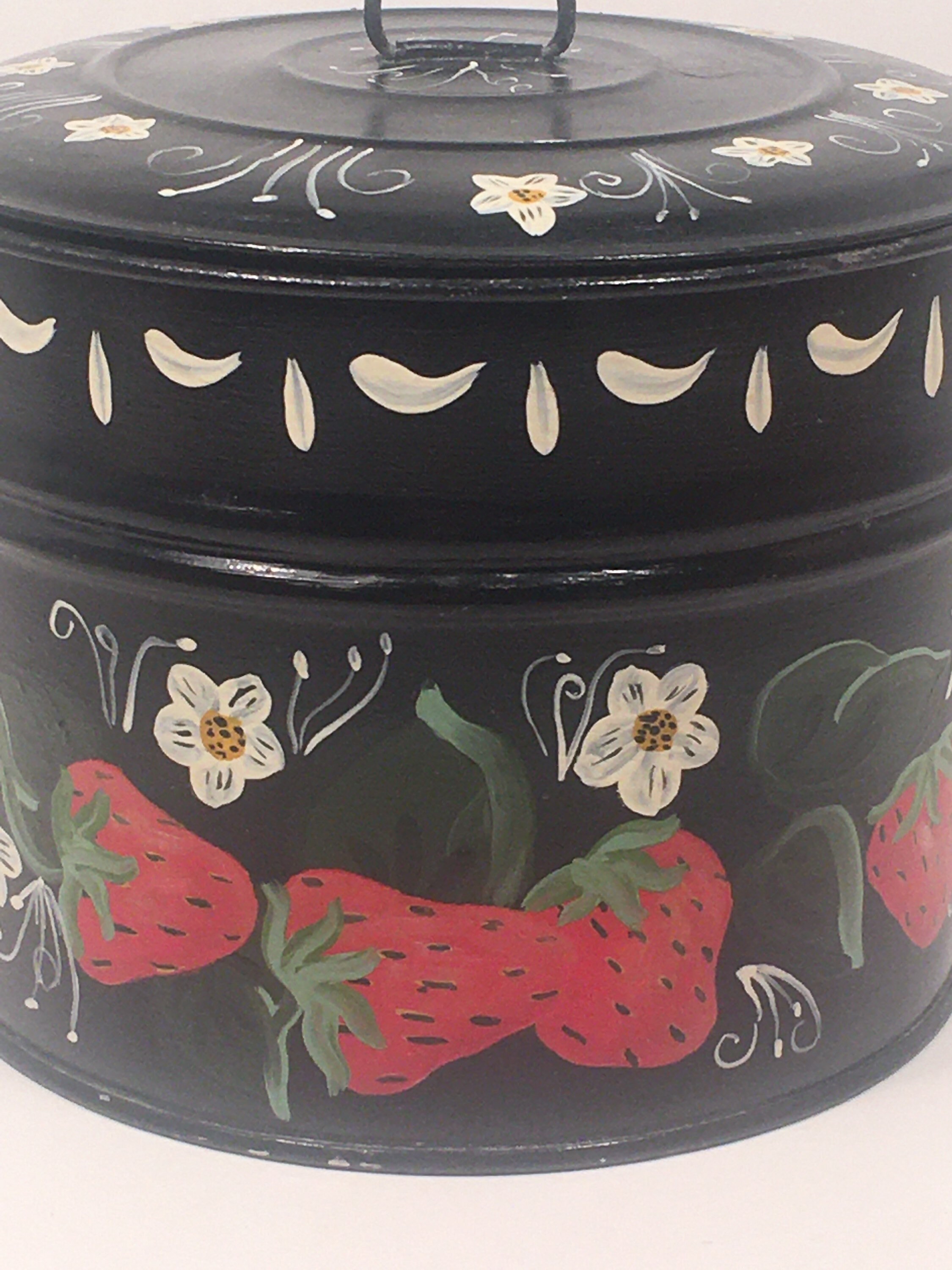 Vintage Handpainted Tole Toleware Tin Berry Bucket Lunch Etsy