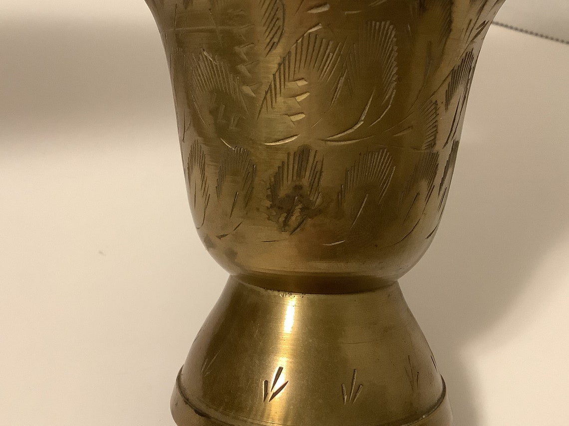 Vintage Etched Bronze Decorative Cup Etsy