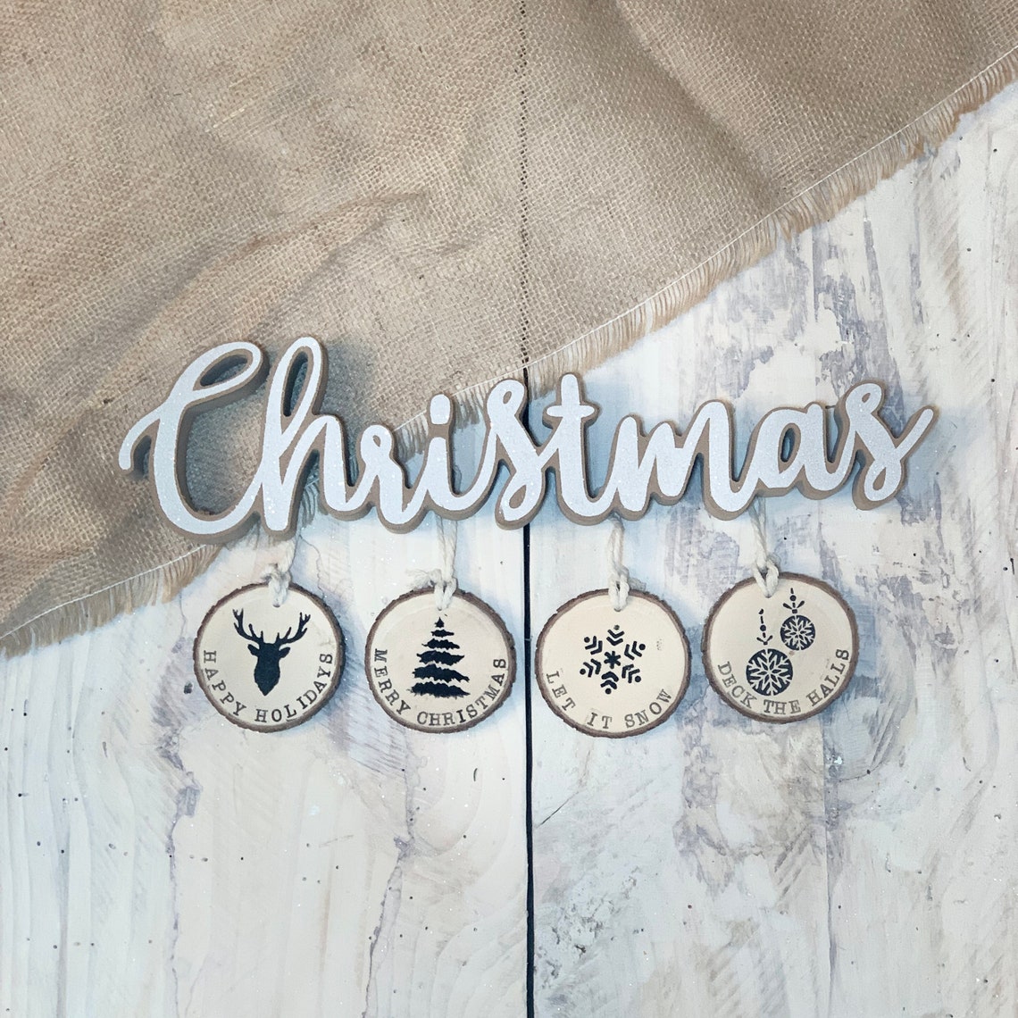 Wood Round Ornaments set of 4 Wood Ornaments Christmas Etsy UK