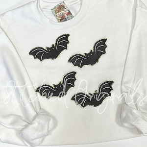 Bat Chenille Patch, Dark Gray GOLD Glitter, Halloween Patch, Diy