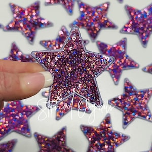 Lavender 2.5&quot; Sequin Star Patch, Iron on Patch, DIY Patch, Sequin Star