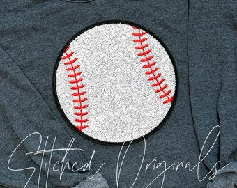 Large Sequin Baseball Patch, DIY Iron On Applique (9.5 inch)