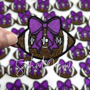 Purple Bow Football Chenille Patch, Custom 3” Football Patch, Game Day Patch, Trucker Hat Patch, Football, DIY