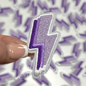 Purple Lightning Bolt Patch, Trucker Cap Patch, Iron On, DIY patch, Lightning Bolt Patch