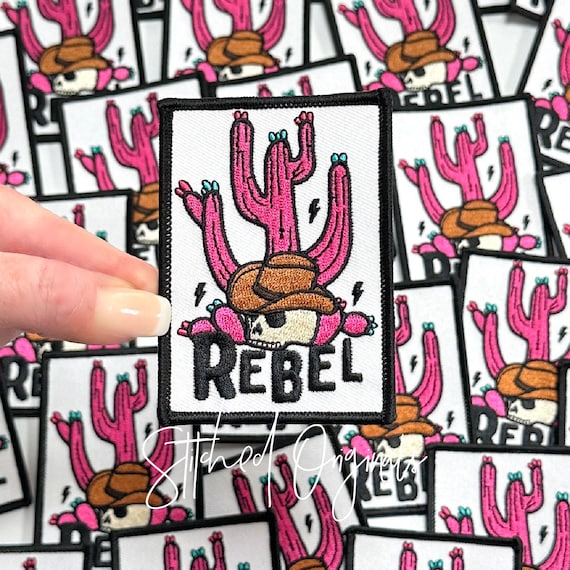 Rebel Cactus Embroidered Patch, Cowgirl Trucker Cap Iron On - Etsy