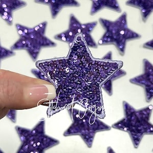 Light Purple 2.5&quot; Sequin Star Patch, Iron on Patch, DIY Patch, Sequin Star