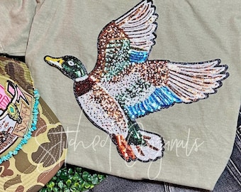 Mallard Duck Sequin Patch, Iron on Patch, Duck Patch, Sequin Patch