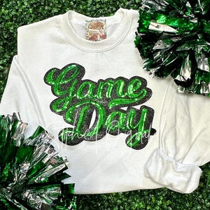 Game Day GREEN Sequin Patch, iron on patch, game day, diy patch
