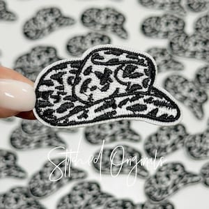Black Cow Print Cowboy Hat Patch, Trucker Hat Patch, Iron On, DIY patch, Cowboy Hat Patch