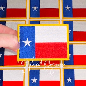 Texas Flag, Traditional Patch, Red White and Blue, Patriotic, DIY Patch, Texas Patch Yellow Golden Border