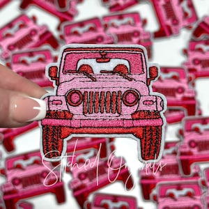 Pink and Red Off Road Patch, Trucker Cap Patch, Iron On, DIY patch, Preppy Pink Patch