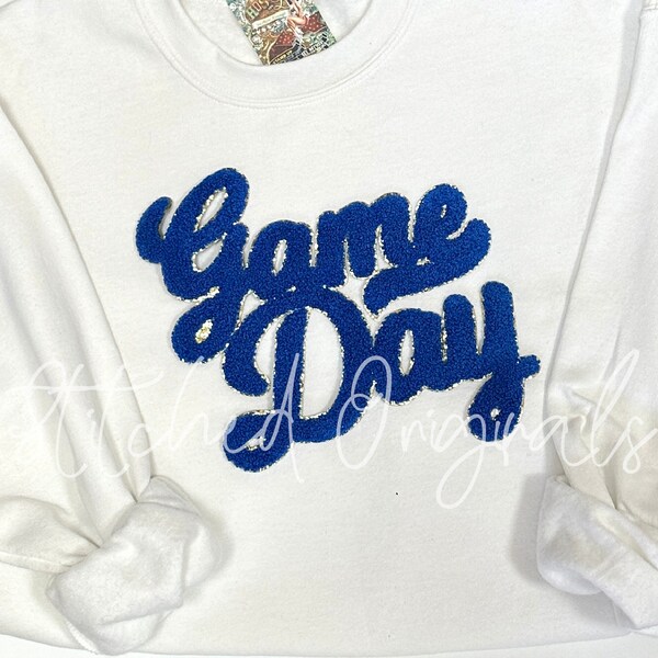 NEW Royal Blue Game Day Chenille Patch, iron on patch, game day, diy patch